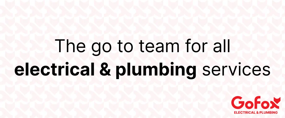 How to Join an Electrical and Plumbing Franchise illustrated with a GoFox branded banner displaying the text “The go to team for all electrical and plumbing services” and the GoFox Electrical and Plumbing logo.