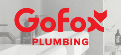 Low water pressure plumbing services by GoFox Plumbing, showing a bathroom sink and tap with the GoFox Plumbing logo over the image.