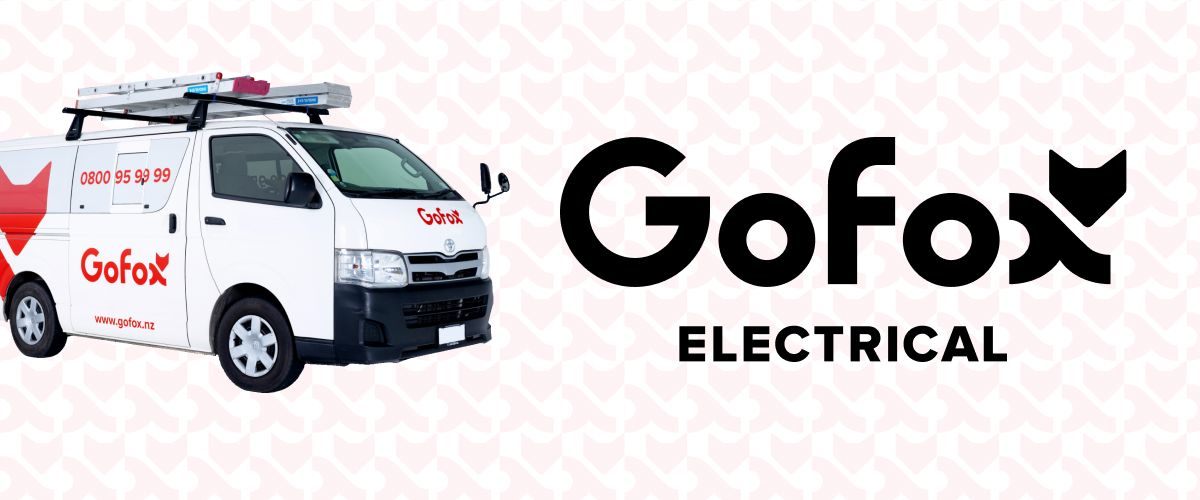 Electrician for home renovations services by GoFox Electrical, showing a GoFox branded service van beside the GoFox Electrical logo banner.