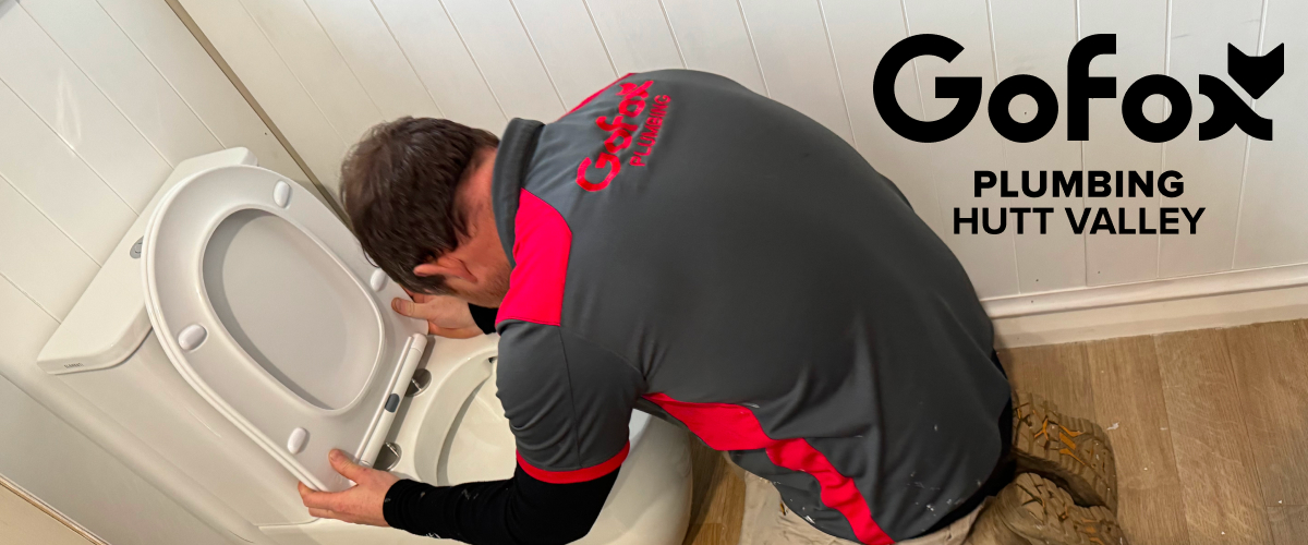 Local Plumber Near Me Hutt Valley GoFox Plumbing technician repairing a toilet in a residential bathroom in Hutt Valley