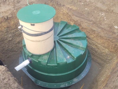 Plastic wastewater in ground ready for connection
