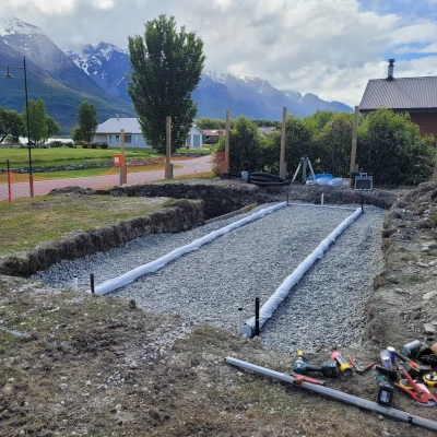 Waste water dispersal field laid out before covering