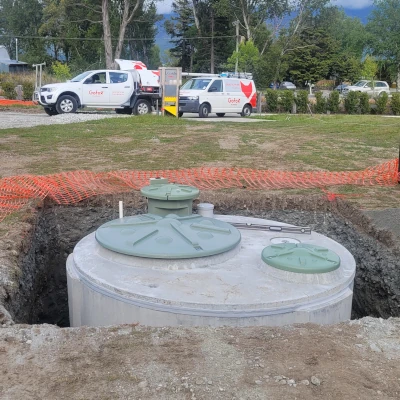 Large waste water tank inground ready for connection
